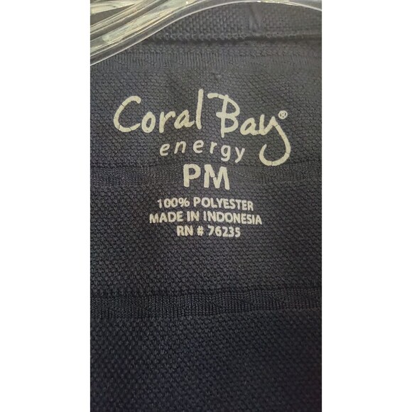 Coral Bay Women's Navy Blue Textured Golf Tennis Polo Size Petite Medium - Picture 3 of 6